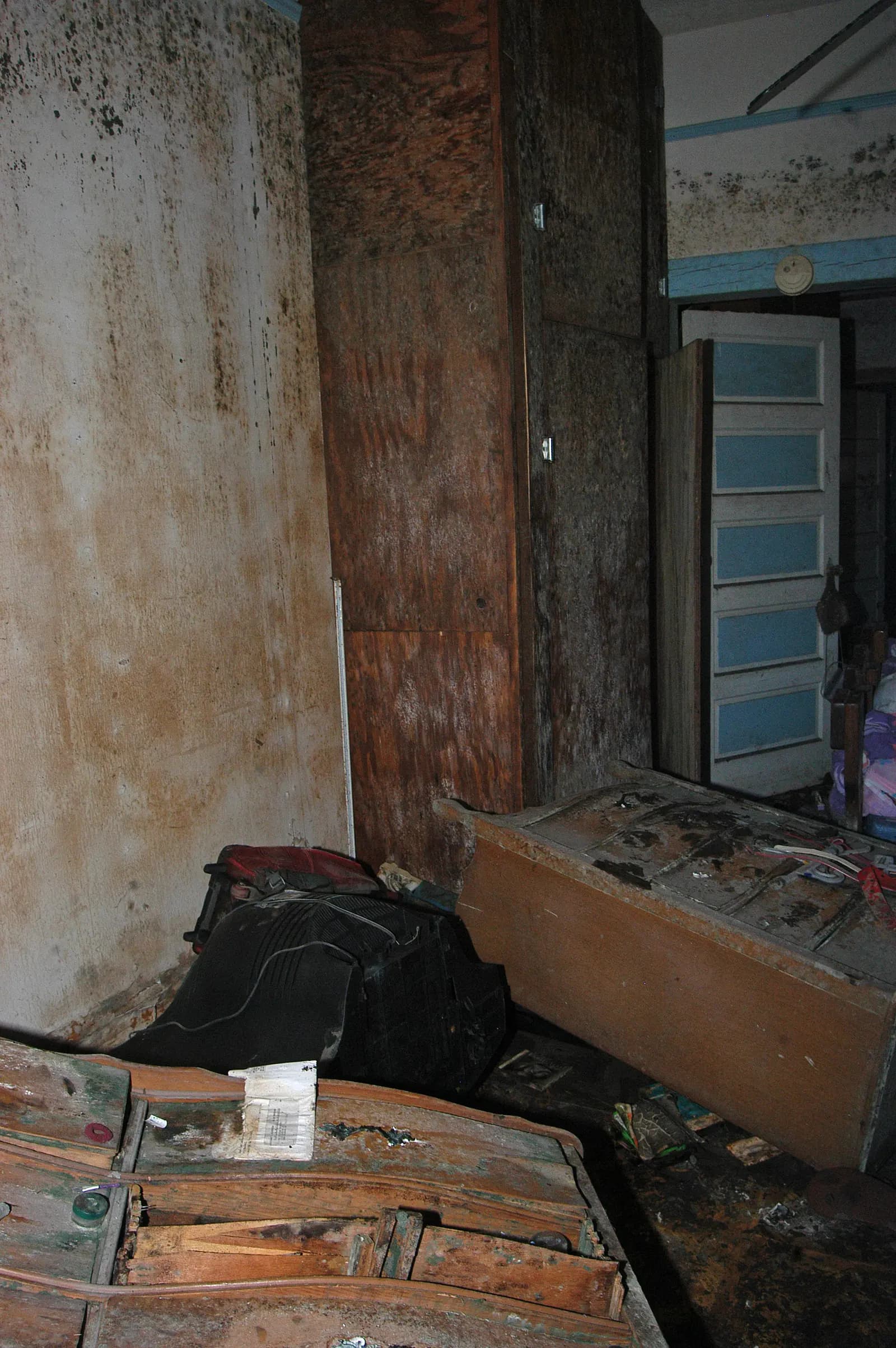 Mold-stained walls in a water-damaged room. Shown on the Bath mold page for Albany, NY.